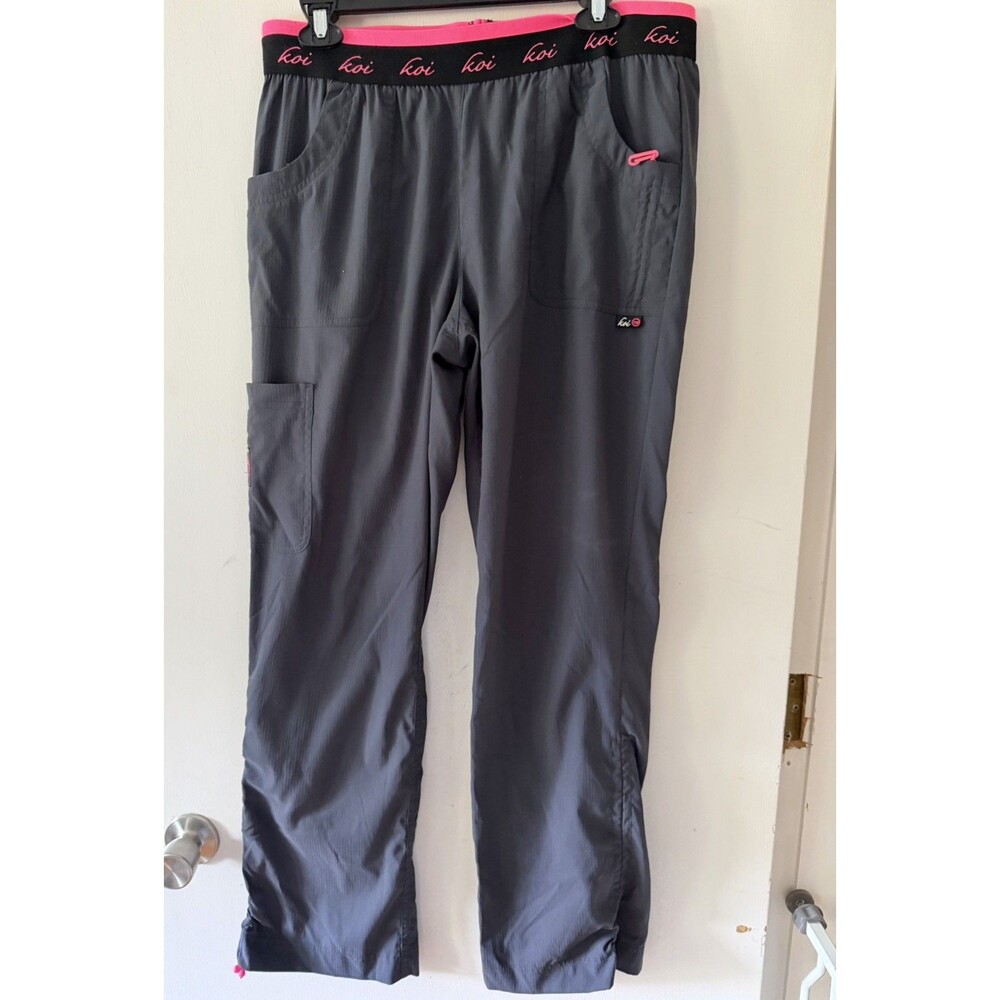 Koi Lite Scrub Pants M Gray Slim Fit Mechanical Stretch Womens